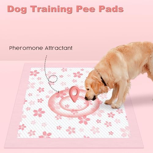 MIZOK Pink Puppy Pads with Adhesive Tabs Disposable Pee Pads 36x36in 30Ct - Image 5