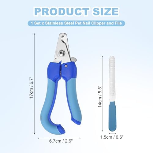 Pet Nail Clipper with Nail File, Pet Nails Clippers and Trimmer with Safety Guard, Professional Grooming Tool for Indoor Small Dog Cat Kitten, (Blue/Dark Blue, 1 Set) - Image 2