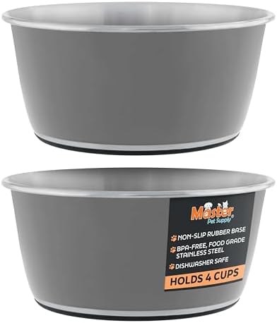 Master Pet Supply Stainless Steel Dog Bowls Set of 2 - Graphite - 32 Oz by MasterPetSupply