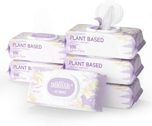 IMMHABI 600 Count Lick-Safe Dog Wipes, Lavender Plant-Based Hypoallergenic Dog Wipes for Paws, Butt, and Anal Gland Care, Cleansing & Deodorizing for Puppies by IMMHABI