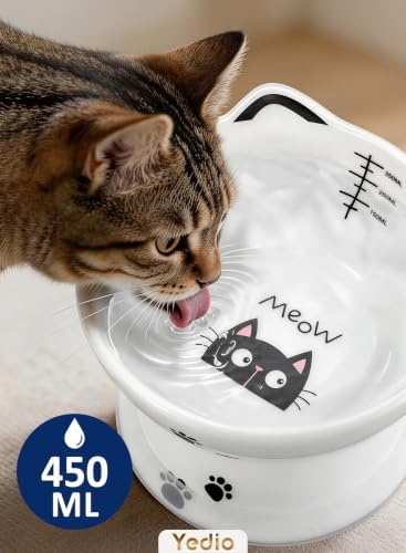 15 oz Elevated Cat Water Bowl, Ceramic Pet Bowl with Tick Mark - Image 3