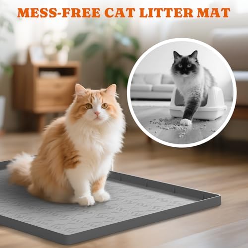 Pawtners Silicone Cat Litter Mat 34 x 22 in, Easy to Clean, 2 Pack - Image 2