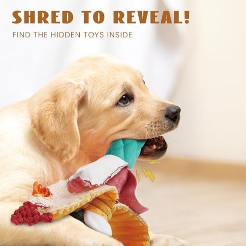 Nocciola 3 in 1 Rip and Reveal Chicken Dog Toy, Suprise Toys Inside- Durable Stuffed Squeaky Crinkle Chew Animal Toy for Medium Large Breed, Funny Cute Teething Keep Busy Pet Supplies - Image 4