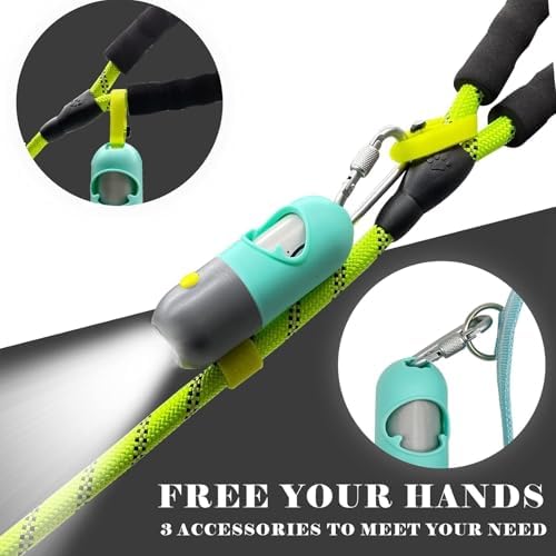Dog Poop Bags Holder with LED Flashlight|Pet Waste Bags Dispenser for Leash|Doggie Potty Bags Container with Leak-proof Pet Trash Bags and Accessories (1 Holder 15 Bags, Mint Green) - Image 3