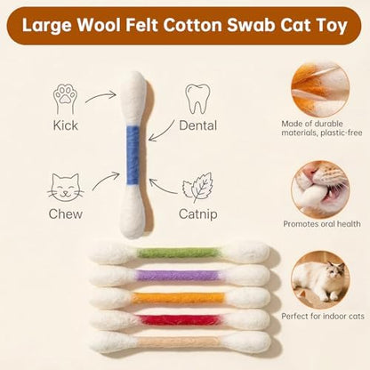 6 Pack Giant Cotton Swab Catnip Toys,Giant Qtip Cat Toy,Felt Interactive Kicker Chew Toys for Kittens & Indoor Cats, Soft Teething Toy with Organic Catnip, Eases Boredom, Cat Lover Gift(Blue) - Image 4