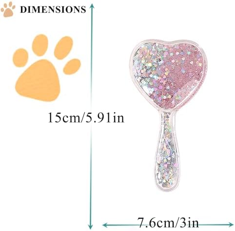 Small Soft Dog Grooming Brush Pet Massage Hair Brush-Glitter Pink - Image 2