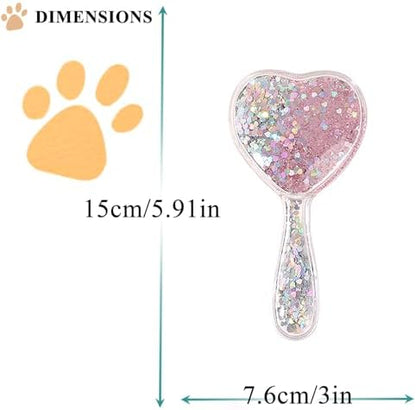 Small Soft Dog Grooming Brush Pet Massage Hair Brush-Glitter Pink - Image 2