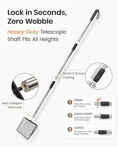 Cat Litter Scoop with Holder 43" Metal Litter Scooper with Stainless Steel Long Handle, Large Kitty Box Scooper Heavy Duty Deep Shovel for Fast Sifting, Dog Waste Scooops for Outside Pet Poop - Image 4