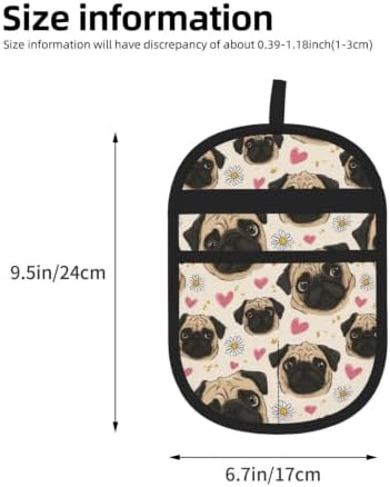 Pug Dog Face Pink Heart Daisy Flower Pet Hair Removal Glove For Cats Dogs - Image 3