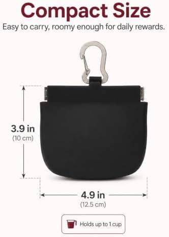 Silicone Dog Treat Pouch for Pet Training One-Hand Access One Cup Silicone Treat Bag with Pull Tab and Auto Closing Lid Treat Pouches for Leash(Color: Black) - Image 2