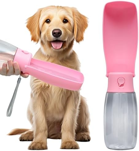 Portable Dog Water Bottle 19oz Pink by VEPOUYUDIRECT