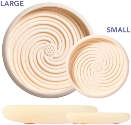 Awoo Lick Dish Silicone Dog & Cat Lick Mat Slow Feeder Dish, Extend Mealtime, Non-Slip, Wet and Dry Food Compatible (Almond) - Image 3