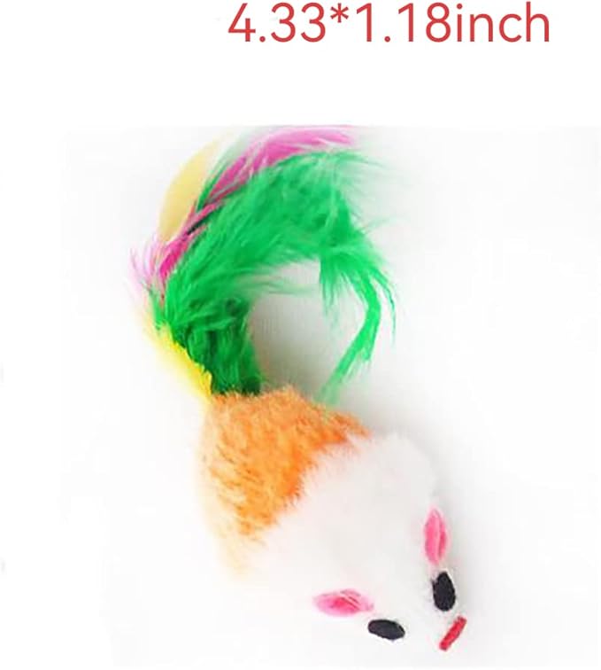 10 pcs Cat Toys Mice, Cat Toy Mouse with Rattle Sounds,Cat Chew Toy Cat Feather Toys for Indoor Cats Kittens Interactive (02)