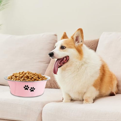 Stainless Steel Dog Bowls, Nonslip Rubber Bottom No Spill Proof Skid Metal Insulated Dog Bowls for Large Medium Small Breed Dogs (Pink, 6.6 Cups/53 OZ) - Image 5