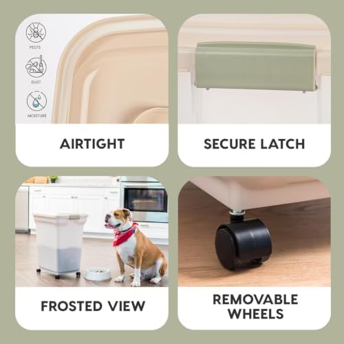 IRIS USA Dog Food Storage Container, Up to 58lbs, Almond/Pearl, Made in USA - Image 5