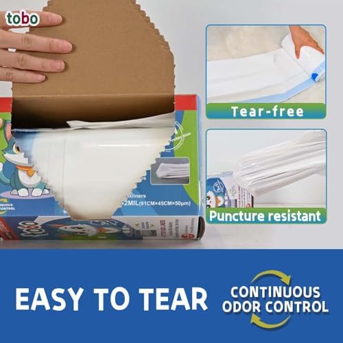 Tobo Cat Litter Box Liners, 30 Count, 2 Mil Extra-Durable Drawstring Bags (37" x 17") with Tie Handles + Reusable Canvas Tote Bag, Leak-Resistant, Easy Clean-Up for Most Standard & Large Litter Pans - Image 4