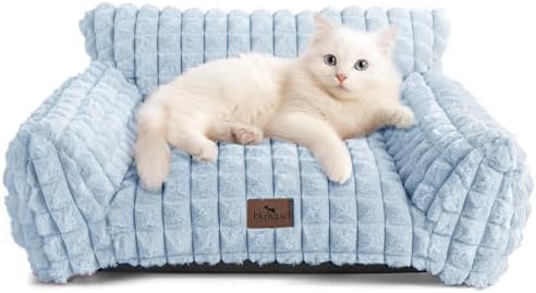 Cat Couch Bed with Fluffy Faux Rabbit Fur for Indoor Cats, 24 Inch by blunique