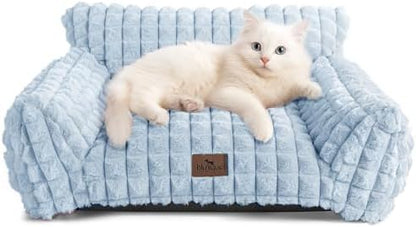 Cat Couch Bed with Fluffy Faux Rabbit Fur for Indoor Cats, 24 Inch by blunique