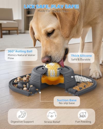 Lick Mat for Dogs & Cats with Interactive Rolling Ball & Suction Cups - Image 4