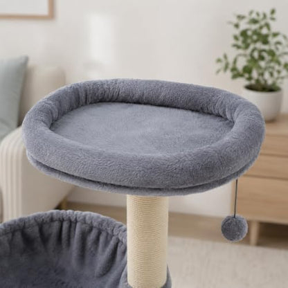 Smouatou Cat Tree with Cat Condo and Two Hammocks, Cat Tower with Scratching Posts and Scratching Pads Cat Toys, Grey - Image 7