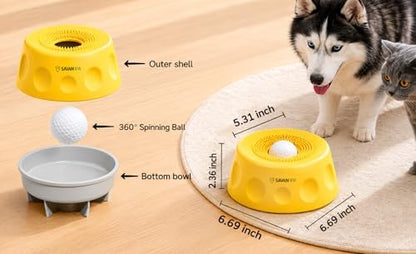 Slow Feeder Dog Bowl with Interactive Roll Ball, Anti-Slip Dog Lick Bowl for Liquid Treats, Bone Broth & Yogurt, Anxiety Relief Boredom Puzzle Feeder for Small Large Dogs - Image 3