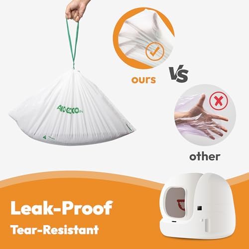 Self-Cleaning Litter Box Liner Bags, Compatible with PETKIT Pura Max & X, Leak-Proof Replacement Waste Bags, 100 Count Cat Litter Trash Bags with Drawstring, 21.8" x 12.4" - Image 5