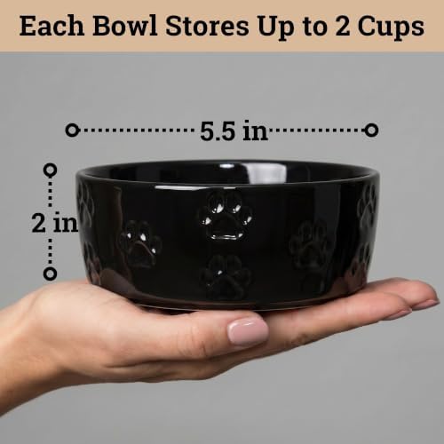 Ceramic Dog Bowl Set of 2 with Anti-Skid Base, 5.5"W x 2"H, 2 Cup Capacity - Image 6