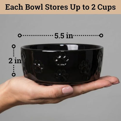 Ceramic Dog Bowl Set of 2 with Anti-Skid Base, 5.5"W x 2"H, 2 Cup Capacity - Image 6