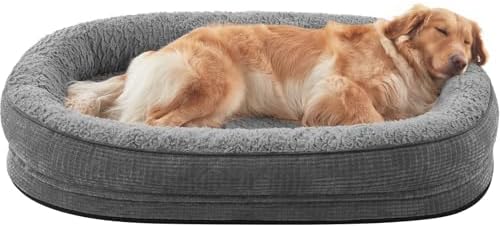 JOEJOY Orthopedic Dog Beds Large Sized Dog, XL Egg-Crate Memory Foam Pet Couch Bed with Bolster Sides, Waterproof Lining, Removable Washable Cover & Non-Slip Bottom, Grey by JOEJOY
