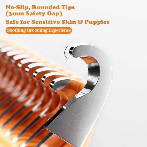 Undercoat Rake & Self-Cleaning Deshedding Brush, Orange - Image 2