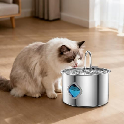 Cat Water Fountain Stainless Steel, 108oz/3.2L Automatic Pet Fountain with Multi-Filtration System, Ultra-Quiet Pump (<25dB), Water Level Window & Easy Clean by Unknown