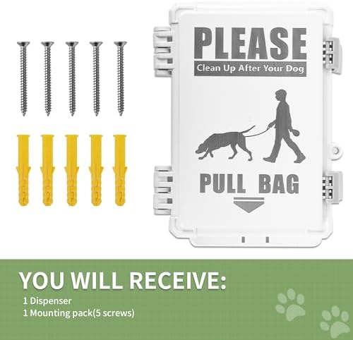 Dog Poop Bag Dispenser, Waterproof Outdoor Dog Bag Dispenser Holds Up to 8 Rolls of Waste bags, Outdoor Wall, Stake, Pole, Fence Mounted (only dispenser) - Image 5