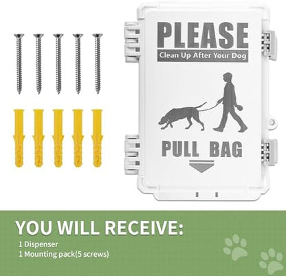 Dog Poop Bag Dispenser, Waterproof Outdoor Dog Bag Dispenser Holds Up to 8 Rolls of Waste bags, Outdoor Wall, Stake, Pole, Fence Mounted (only dispenser) - Image 5