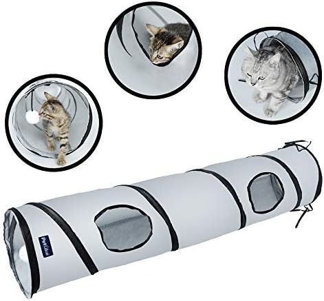 PetLike Cat Tunnel for Indoor Cats Collapsible Pop-up Pet Tube Peek Hole Hideaway Play Toys for Cats with Ball by PetsLikePetLike