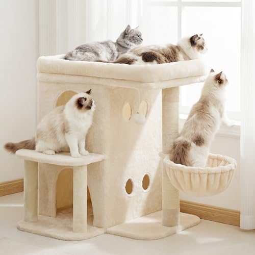 Heybly 25.6" Cat Tree for Large Cats with Big Perch & Dual Condos HCT204SM - Image 3