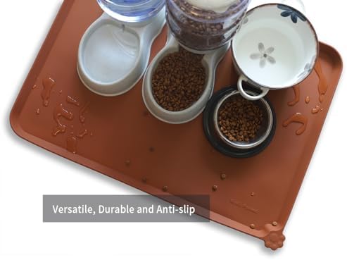 Hoki Found X-Large Silicone Pet Food Mats - Non Slip Pet Dog Cat Bowl Mats - Caramel - Image 4