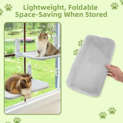 2PCS Replacement Cover for Cat Window Perch, M Size Cordless Cat Window Hammock Bed Accessories, Reversible Breathable/Warm Seat Cover for Inside (Grey, 20.4" L x 11.8" W) - Image 5