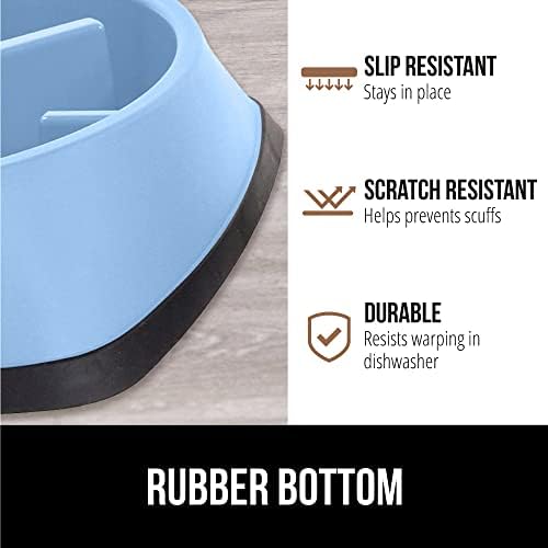GORILLA GRIP® Patented Slow Feeder Dog and Cat Bowl, BPA Free, 2 Cup Blue - Image 4