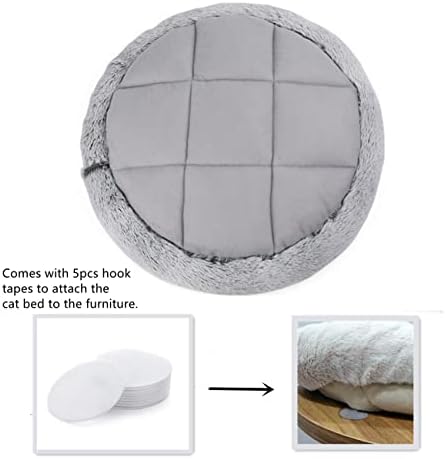 SHENGOCASE 18“ Fluffy Faux Fur Cat Tree Tower Replacement Bed Cushion Pillow with Hook Tapes, Round Donut Cuddler Cat Dog Bed for Desk Table - Image 2