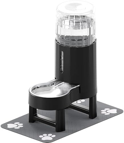 CZPET Gravity Dog Water Bowl Dispenser, Wider Mouth (8L+Stand+Mat, Black) by CZPET