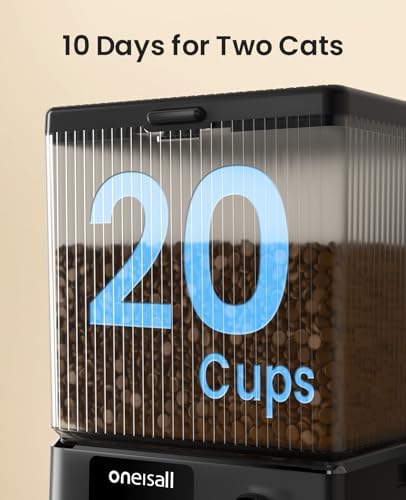 oneisall 5G WiFi Automatic Cat Feeder for 2 Cats, App Control, 20 Cups/5L - Image 6