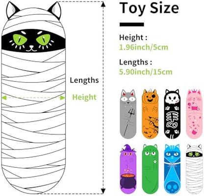PET SHOW 8 Pack Halloween Cat Kicker With Catnip Crinkle Sound for Indoor Cats - Cute Ghost Pumpkin Plush Kittens Shape Natural Interactive Pet Kitty Toy - Image 2