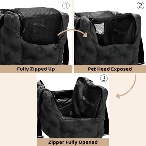 Dog Purse Carrier for Small Dog Cats, Soft Quilted Puppy Carrier Soft-Sided Carriers Bag, Luxury Stylish Small Dog Cat Travel Tote for Pets Up to 11 lbs (Black, 15.7" L x 7.9" W x 7.1" H) - Image 5