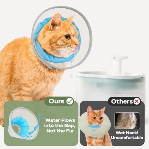 Cat Cone Collar Soft: Comfortable Waterproof Mesh Recovery Cone After Surgery to Stop Licking and Scratch, Alternative to Plastic Elizabeth Head/Neck Cone, Blue,S - Image 2