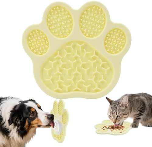 Lick Mat for Dogs and Cats, Slow Feeder Mats with Suction Cups - Bathing, Grooming and Training, Anxiety Relief Feeding Pad,Dishwasher-Safe Yellow by PawSailor