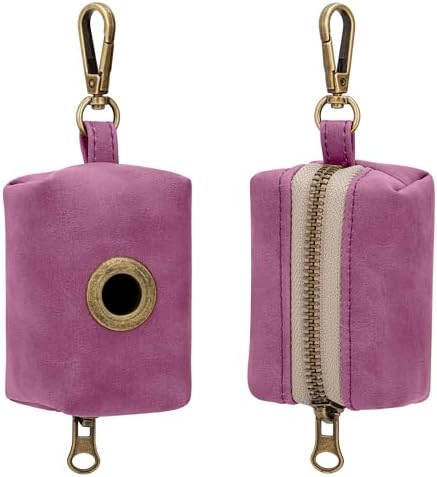 Didog Dog Poop Bag Holder for Leash, Stylish PU Leather, Purplw - Image 2