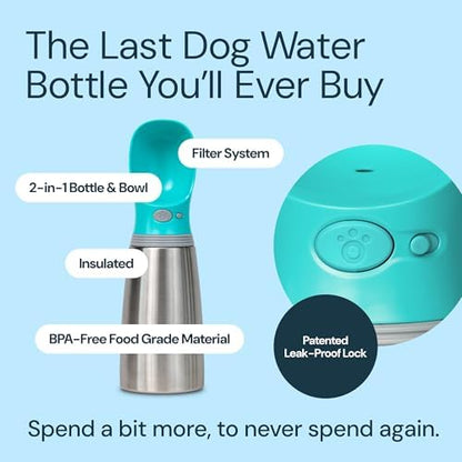 MalsiPree Insulated Dog Water Bottle - 24 oz Blue, Stainless Steel - Image 4