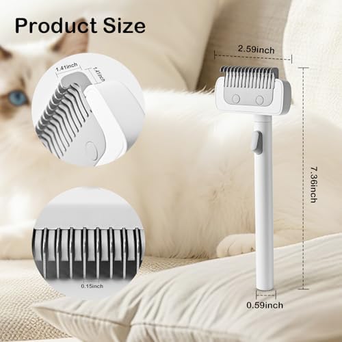 Cat Brush cat grooming supplies Gently Removes Loose Undercoat Mats, Tangled Hair and Soothes Skin. Ideal for Long and Short Haired Pets. (White) - Image 2