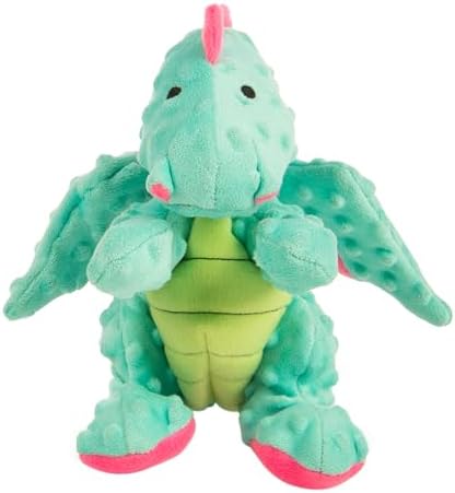 goDog Dragons Squeaky Plush Dog Toy with Chew Guard Technology, Durable Fabric & Squeaker for Active Play, Seafoam, Large by goDog