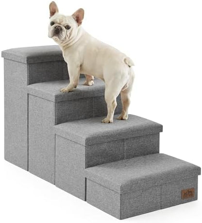 COZY KISS Dog Stairs with Storage, 22" H Wider Dog Steps, 4-Step by COZYKISS